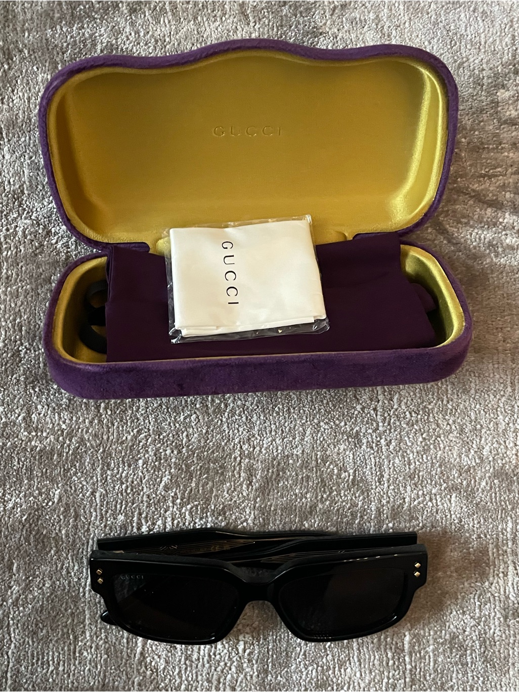 Gucci Black Rectangular Sunglasses